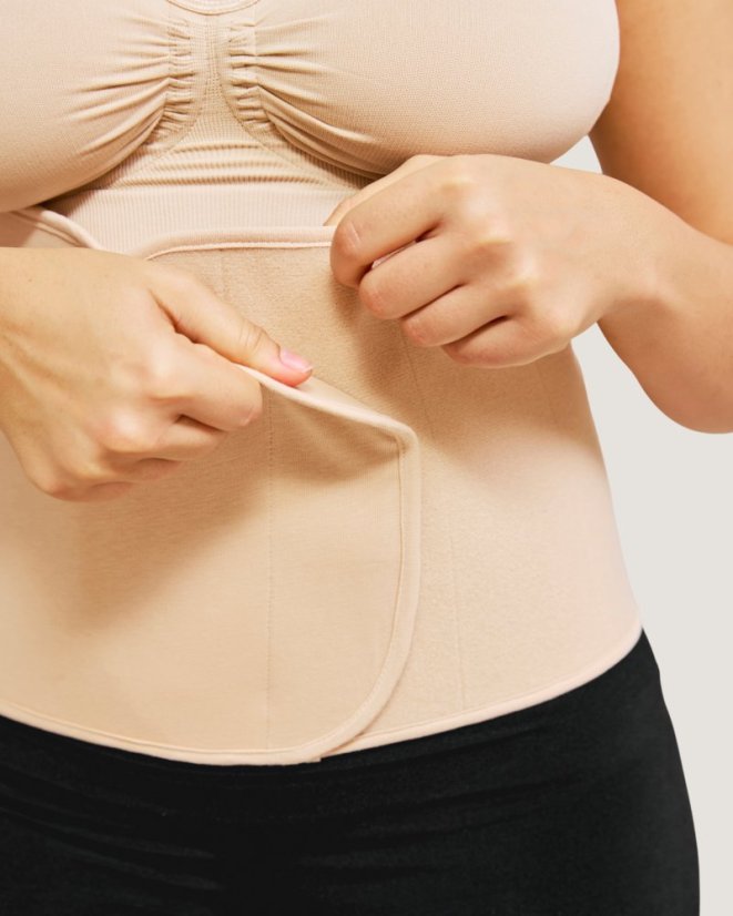 CARRIWELL Pás po pôrode sťahovací Belly Binder - BÉŽOVÝ - Velikost: S/M