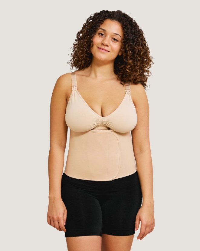 CARRIWELL Pás po pôrode sťahovací Belly Binder - BÉŽOVÝ - Velikost: S/M