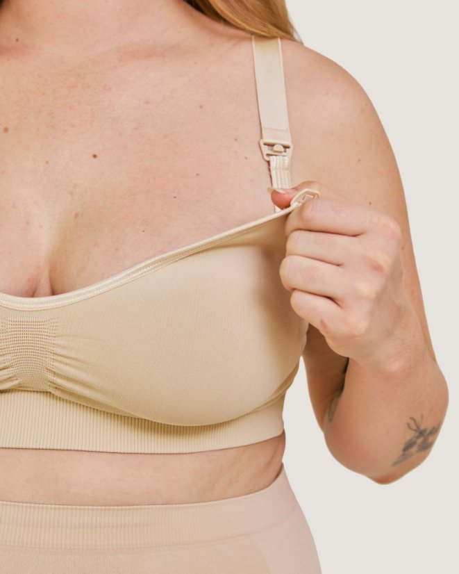 CARRIWELL Original mateřská a kojící podprsenka - BÉŽOVÁ - Velikost: XL